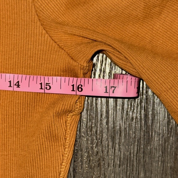 Maeve Ribbed Mock Neck Half Sleeve Knit Top Honey - Picture 11 of 12